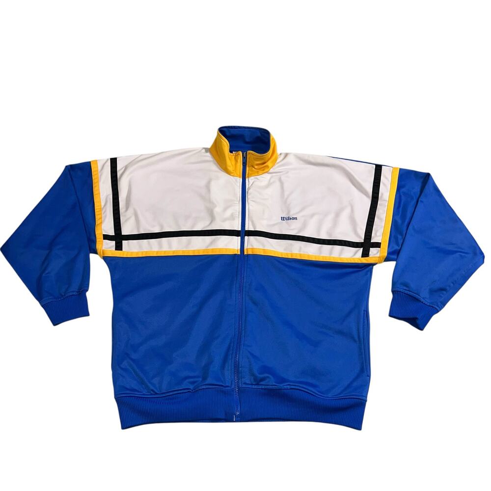 Vintage Wilson Mens Athletic Shirt Jacket Full Zip Lightweight Long Sleeve Large